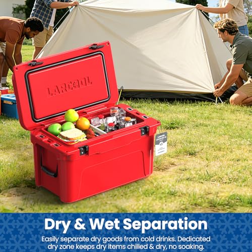 Image of Rotomolded Hard Cooler, Portable Small Ice Chest with 3-Inch Insulation, Heavy-Duty Beach Cooler for Camping, Fishing, Boating, Picnic, BBQ, Travel