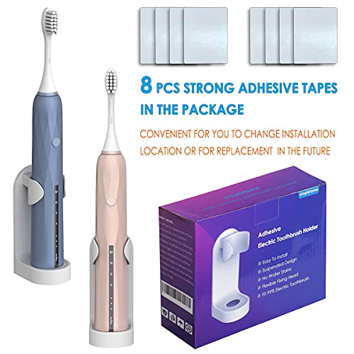 Simpletome Adhesive Electric Toothbrush Holder Wall Mounted Tooth Brush Organizer 4 Pack (Abs Plastic) #TOP1