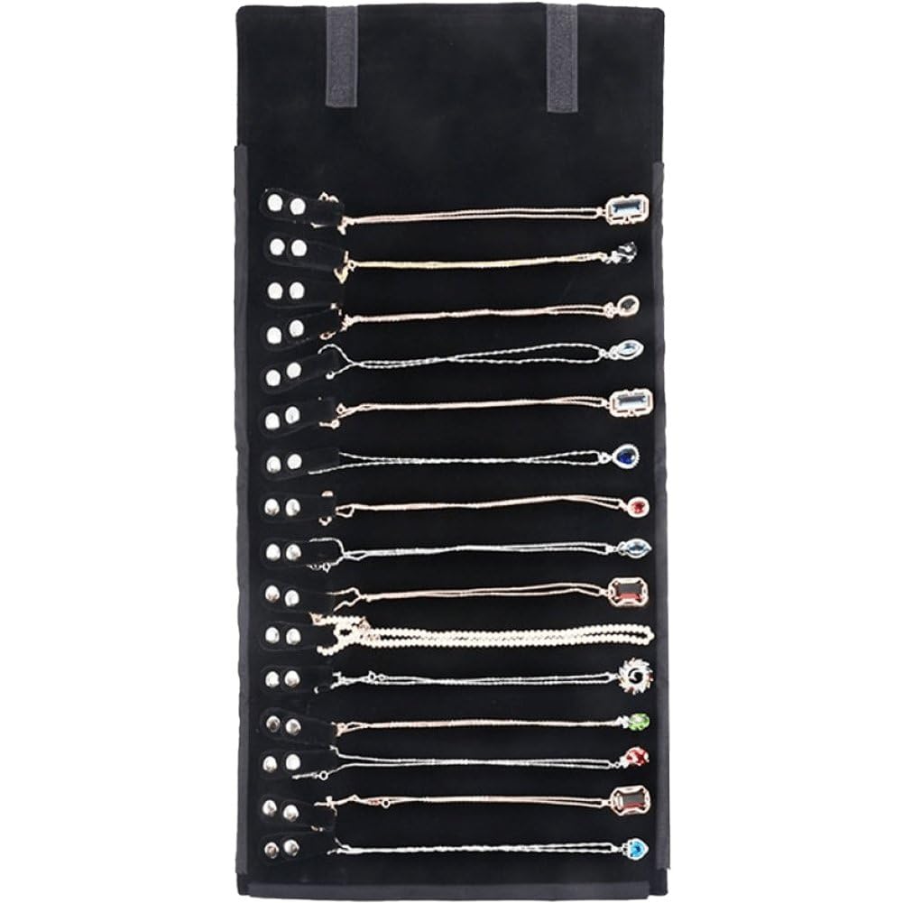 Borsa per Rotolo di Gioielli in Velluto Borsa Portatile per Organizzatore di Collane con Ciondolo Custodia per Espositori per Bracciale Borsa di Stoccaggio Custodia per Gioielli Viaggio