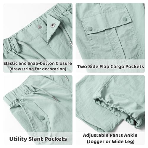 Image of Rolanko Parachute Pants for Girls Y2K Cargo Trousers with Pockets Harajuku Jogger Pants Kids 4-14 Years