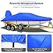Fuprosico Boat Cover 17-19ft,1200D Bass Boat Cover,Marine Grade Trailerable Cover, Waterproof Boat Covers with Motor Cover,Fit 1718 19ft Foot V-Hull,Fishing,Runabout Bowrider Boat,Ice Blue