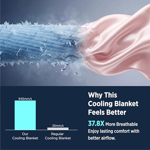 Image of Bedsure Lightweight Cold Blanket for Summer, Bed Cooling Blanket Queen Size for Hot Sleepers, Ice Cool Essentials for Hot Nights, Breathable Thin Bedding for Teen Girls, Women, Pink, 90 inch x 90 inch