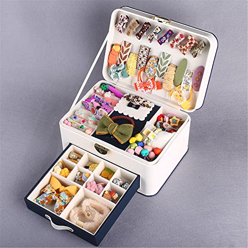 YUXN 2 Couches 100 pcs Girls Accessoires de Cheveux Boîte-Cadeau, boîte à Bijoux pour Filles, boîte de Rangement de Bijoux White Cover