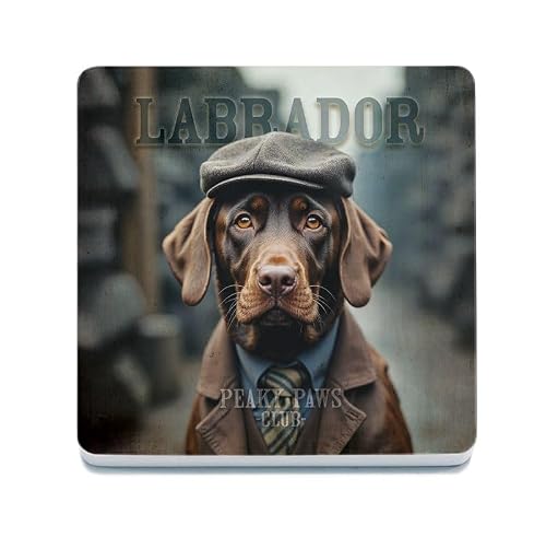 Decorative Coaster (10 x 10 cm) - Peaky Paws (Chocolate Labrador)