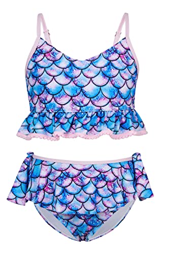 AIDEAONE Bikini para niña, traje de baño de dos piezas, traje de baño con impresión 3D, resistente a los rayos UV, de 5 a 12 años, Sirena B03, 11-12 Años Cover