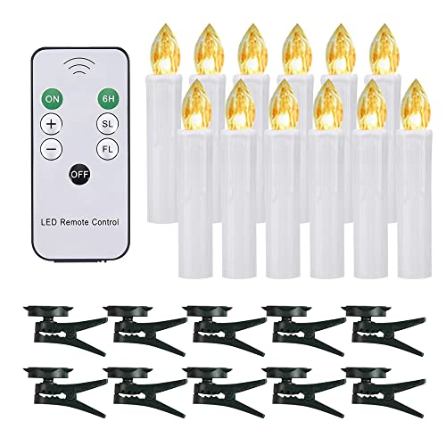 Image of 10 Pcs Window Candles with Remotes and Timer, Flickering LED Candles for Christmas Tree, Chandeliers, Party, Easter Decor, Warm White