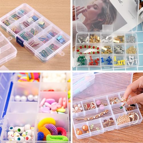 Luxiremi Organiser Box 2Pcs Small Craft Storage Boxes with Compartments Clear Plastic Storage Earring Containers Jewellery Screw Box with Adjustable Dividers for Small Items Tools Travel 7 Luxiremi Organiser Box 2Pcs Small Craft Storage Boxes with Compartments Clear Plastic Storage Earring Containers Jewellery Screw Box with Adjustable Dividers for Small Items Tools Travel - Image 7