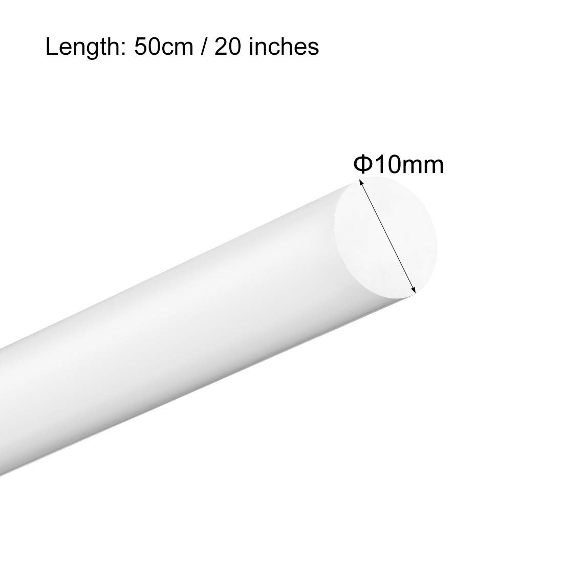 uxcell Lot de 3 tiges rondes en plastique (POM) - Diamètre : 50,8 cm - Longueur : 10,5 mm - Blanc