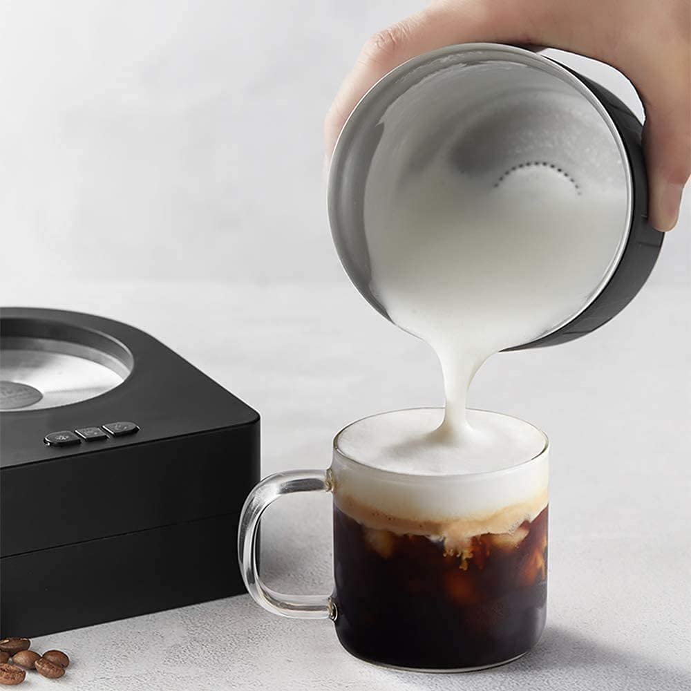 Montalatte Staccabile, montalatte Elettrico in Acciaio Inossidabile, Schiuma Calda/Fredda Automatica e Macchina per Cioccolata Calda, per caffè, Cioccolata Calda, Latte, Cappuccino
