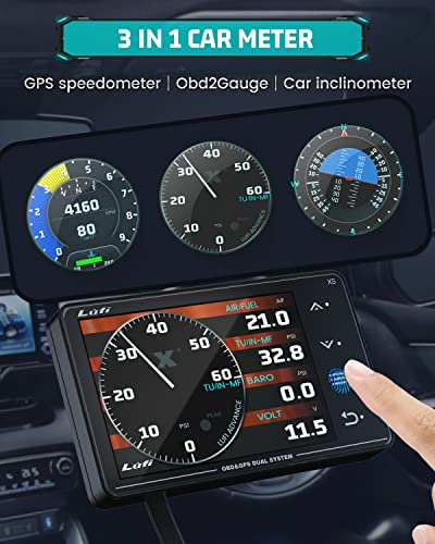 Lufi Xs Obd2 Gauge Display, GPS Speedometer,car inclinometer, Boost Gauge, RPM Meter, Multifunction Heads up Display Cluster - Thumbnail 5