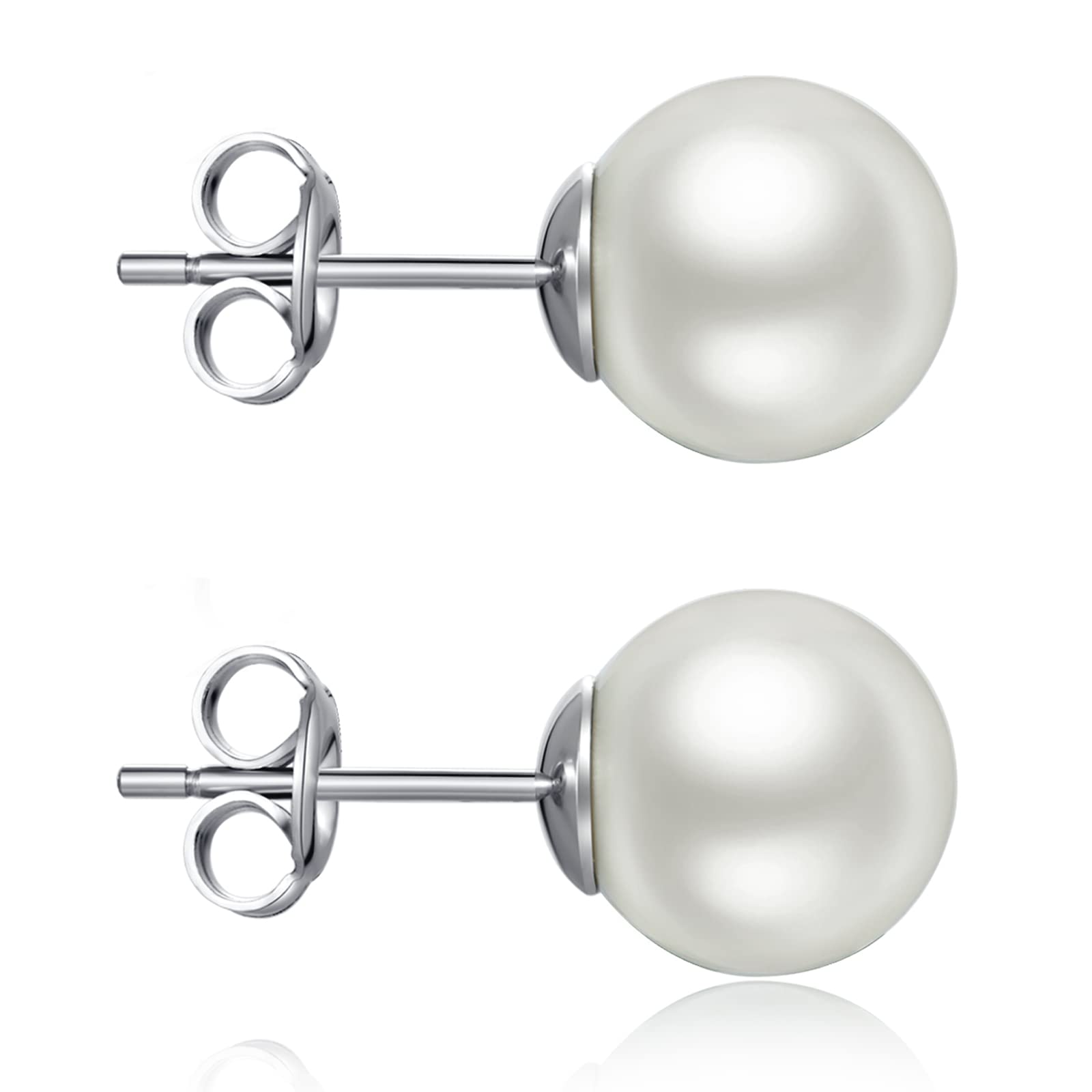 jiamiaoi 18K Weißgold Plattiert Brillant Diamant Ohrstecker Silber 925 Sterling Silber Ohrringe Stecker für Damen Herren 4mm-8mm