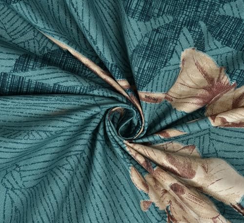 Image of Vaini Premium Heavy Cotton Elastic Fitted Bedsheets with 2 King Size Pillow Covers || Double Bed with All Around Elast (Green Flower, King (90x100Inch Flat))