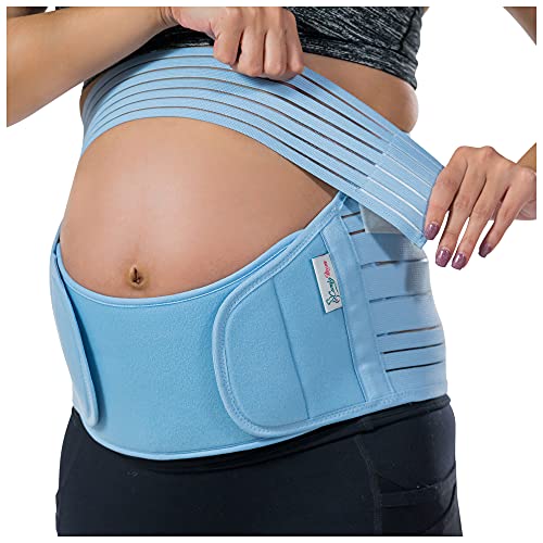 Belly Bands For Pregnant Women, Pregnancy Belly Support Band - Maternity Belt For Back Pain. Adjustable/Breathable Belly Support For Pregnancy. Baby Blue Color/Size L