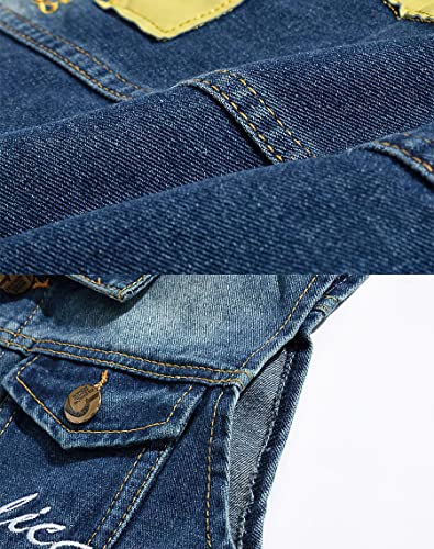 Image of ebossy Men's Ripped Distressed Denim Vest Sleeveless Button Up Jean Vest Jacket (Large, Seven-blue)