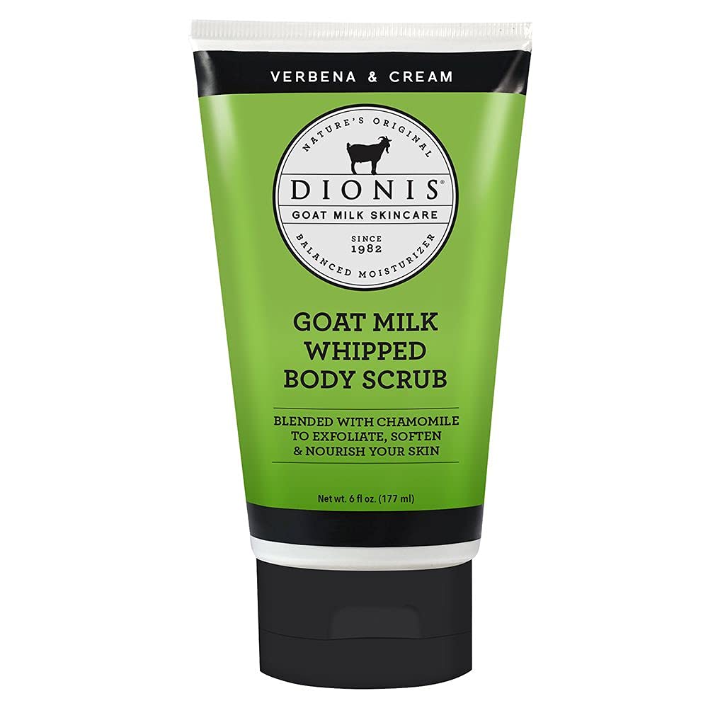 DionisGoat Milk Skincare Verbena & Cream Scented Whipped Body Scrub (6 oz) - Made in the USA - Cruelty-free and Paraben-free