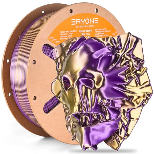 Image of ERYONE Silk Filament PLA+ 1.75mm Shiny 3D Printer Filament, Multicolor PLA 2 in 1, 1kg (2.2LBS) /Spool, HS Silk Dual Color Gold & Purple