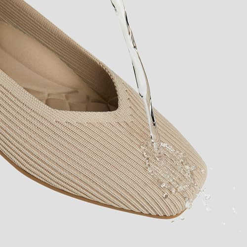 Image of VIVAIA Margot Walker Women's Flats Lightweight Square Toe V Cut Ballet Flats Comfortable Casual Water Repellent Walking Flat Shoes