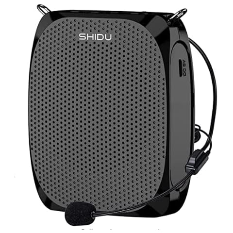 Voice Amplifier, SHIDU Portable Voice Amplifier Rechargeable with Wired Microphone Headset, 10W 1800mAh Supports MP3 Format Audio, Lightweight Amp for Teachers,Classroom,Coaches, Tour Guide,Speech Cover
