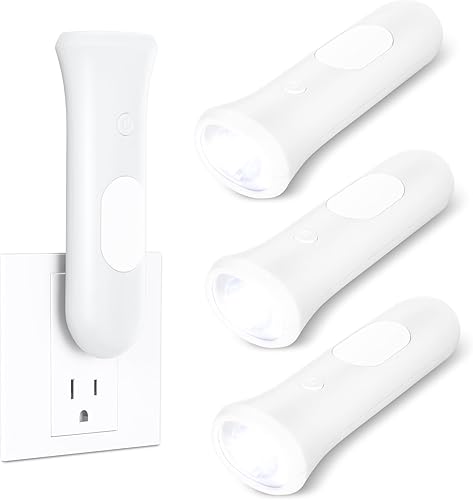 Luces de emergencia 4 en 1 para fallas de energía en el hogar, 3 piezas de linterna LED recargable que se enchufa en la pared, linterna de luz