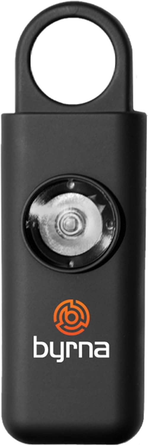 Byrna Banshee Personal Safety Alarm – 130 dB Loud Military Grade Self Defense Emergency Keychain Siren Device with LED Strobe Alert Light for Women, Men, Children, Elderly, Hikers and Runners (Black)