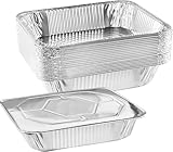 NYHI 9x13 Disposable Aluminum Foil Pans With Lids Large Half Size Deep Steam Pan and Oven Buffet Trays Food Containers for Catering Baking Roasting (25)