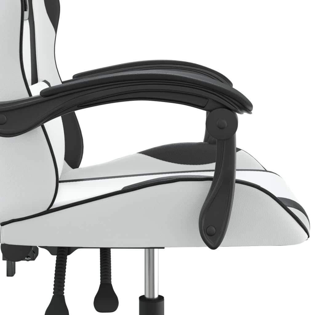 Gaming-Stuhl Drehbar Weiß Schwarz Kunstleder Ergonomisch mit Wippfunktion und Rückenlehne Verstellbar für Homeoffice Jugend PC Esport Komfortabler Chef Sessel
