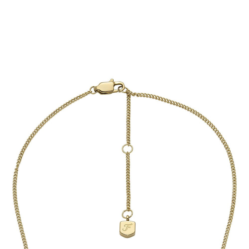 Fossil Collana da donna in acciaio inossidabile con chiusura a moschettone e pendente ovale