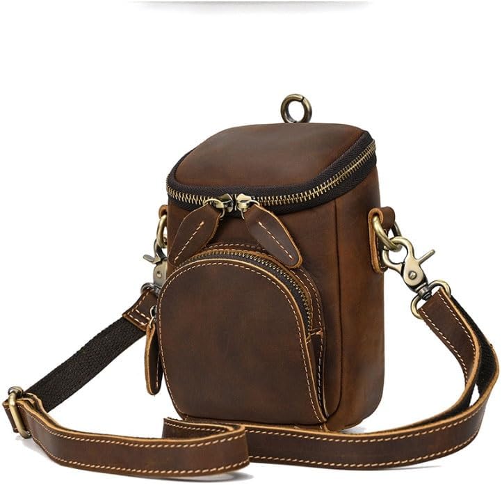 Men's Single Shoulder Bag Brown Waist Outdoor Multi Purpose Belt Pouch