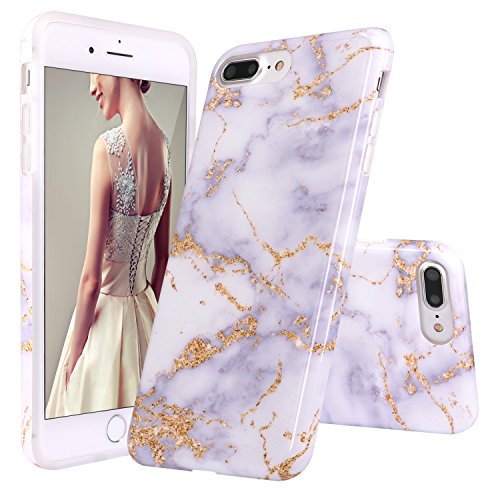 iPhone 8 Plus Case,iPhone 7 Plus Case, DOUJIAZ White Gold Marble Design Clear Bumper TPU Soft Case Rubber Silicone Skin Cover for iPhone 7 Plus (2016) / iPhone 8 Plus (2017)