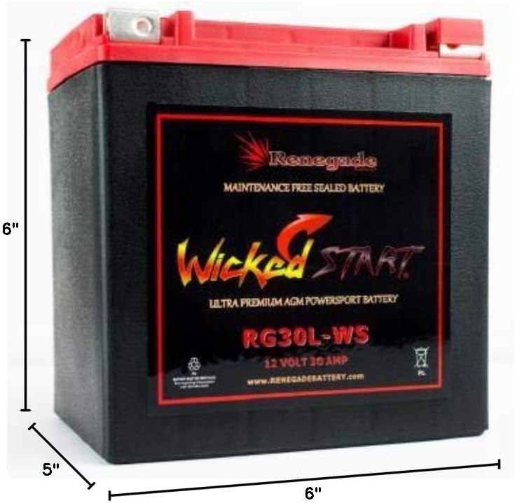 RG30L-WS; Arctic Cat battery 600+ CCA:s Fits 1000cc engine (2012, 2013, 2014, 2015, 2016, 2017, 2020, 2021, 2022) Wildcat 1000/ Wildcat 4 / Wildcat X/Wildcat XX