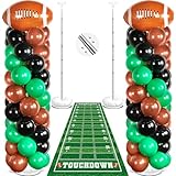 Football Party Balloon Column Stand Kit Sports Game Party Decoration Sport Themed Adjustable Balloon Stands Football Birthday Green Brown black Balloons Floor Runner for Game Day Tailgate supplies