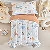 Joyreap 4 Piece Cotton Toddler Bedding Set, Zoo Theme Animals White n Brown Design, Toddler Comforter Sheet Set for Kids Boys n Girls #2