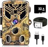 RecorCam Wildkamera 50MP 4K, Wildtierkamera mit Bewegungsmelder Nachtsicht, 850nm IR LEDs Nachtsichtkamera, Jagdkamera Wasserdicht IP65, 120° Erfassungswinkel, 32GB Speicherkarte - HC810A Gelb