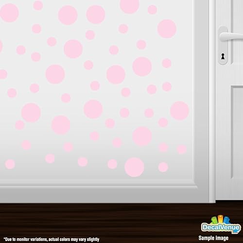 Miniatura 2 de Calcomanías de pared de vinilo rosa bebé (30 calcomanías)  Calcomanías de lunares  Adhesivo extraíble seguro en paredes lisas o texturizadas,