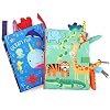 BelleStyle Babystoffen boek, 2 stuks zachte fotoboek, badboek, knuffelboek, babyboek, speelboek, stof met ritselpapier…