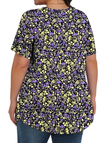 Image of Tencede Womens Plus Size Tops Tunic Short Sleeve Crew Neck Shirts Casual Soft Blouse 1X-5X