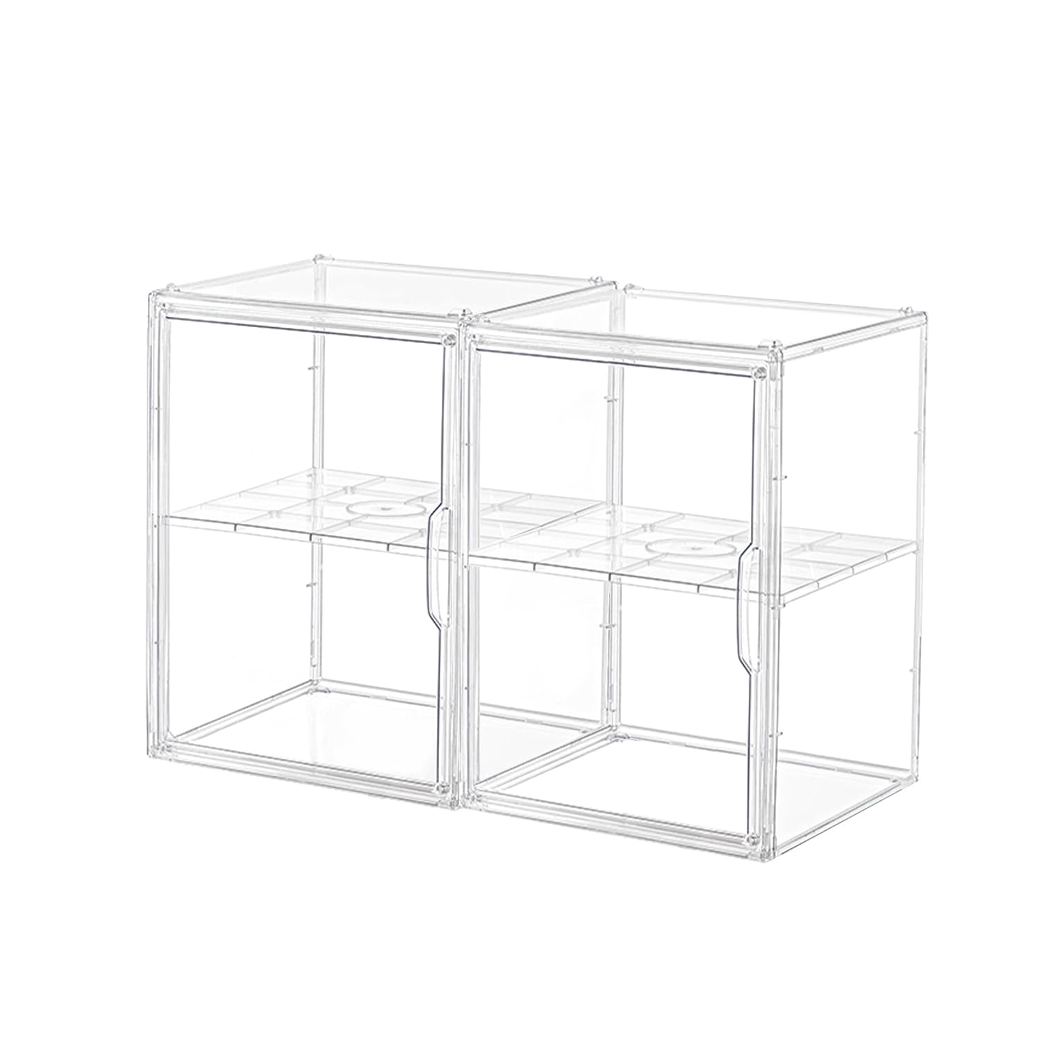 Paquete de 2 Cajas de Almacenamiento de acrílico Transparente con Placa divisora, Vitrina acrílica con Puerta magnética, para Bolso, Bolso, Zapatos, cosméticos, a Prueba de Polvo (XL)