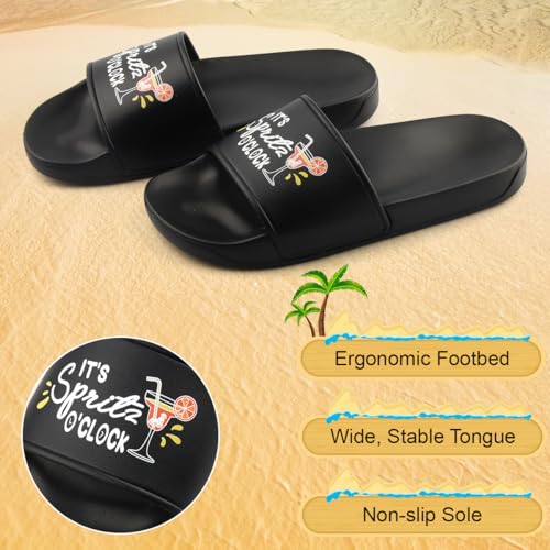 Szhhrxi Aperol Spritz Design Schlappen Unisex, Badelatschen mit Aperol Spritz Motiv, Hausschuhe, Pantoletten, Slippers für Indoor/Outdoor, Sommer Badeschlappen (schwarz, Erwachsene, 38EU)