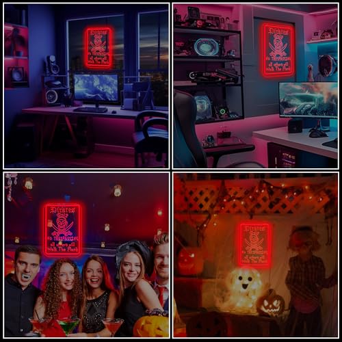 Image of Pirate Walk the Gangplank Neon Sign, USB Powered LED Light | Pirate Wall Decor for Bedroom, Game Room, Halloween Party, Bar, Theme Event and Fans Gift