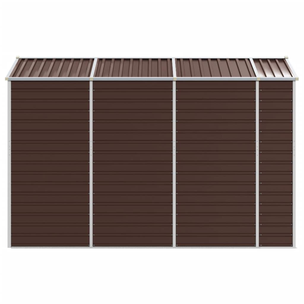 IKAYAA Cobertizo de Jardín Exterior 191 x 300 x 198 cm Caseta de Jardín Metálica con 2 Puertas Corredizas y 4 Ventanas para Almacenamiento de Herramientas Marrón