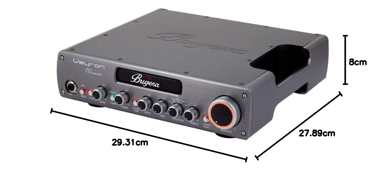 Bugera VEYRON MOSFET BV1001M Amplificatore per basso in classe D compatto da 2000 Watt con preamplificatore MOSFET, compressore e tecnologia DYNAMIZER