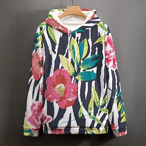 Sweat à Capuche fleurs en aquarelle UMENG Pull chaud manche longue et coupe confort