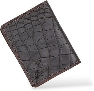 Genuine Leather Wallet for Cash and Cards (Crocodile Brown)