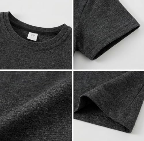 Image of Kids T Shirt Short Sleeve Crewneck Tee for Toddler Boys and Girls Cotton Basic Summer Top 2-6 Years