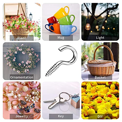 Axe Sickle AS-1909082037 Silver 1 Inch Metal Cup Hook Round End Screw Hook Self Tapping Screw Hook 100 Pcs thumb #5