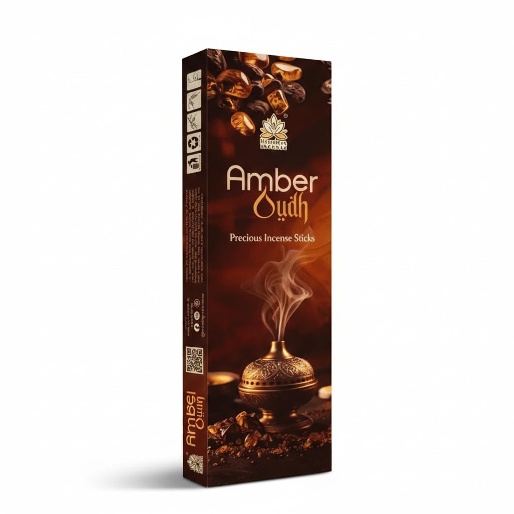 Himalaya Precious Incense Sticks 50g | Earthy Aroma for Mindful Ritual, Relaxation, Air Freshener, Mood Enhancer, Meditation | Made Natural Ingredients (Pack of 2) (Amber Oudh)