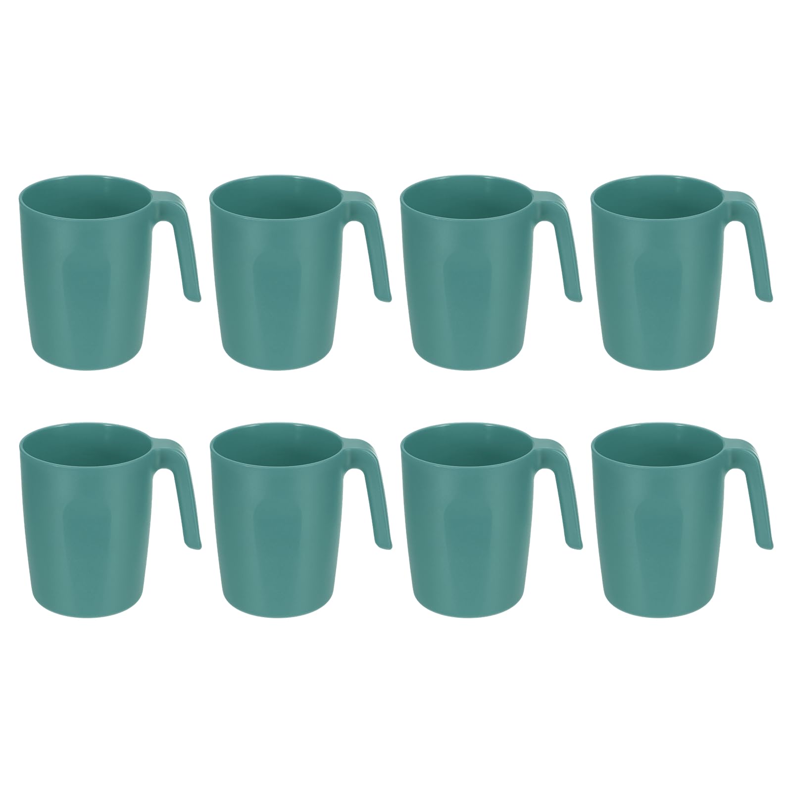 sourcing map Set of 8 450ml Plastic Coffee Mugs, Unbreakable Coffee Mugs, Reusable Microwave Dishwasher Safe Drinking Cups with Handle for Tea Milk Juice Kitchen Camping, Green — image 1