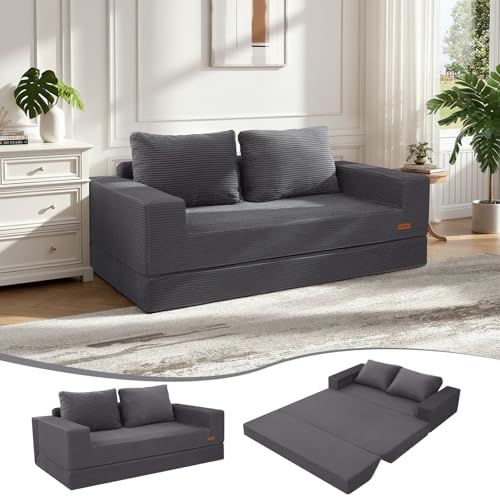 Image of COMAX Futon Sofa Bed, Convertible Sofa Bed, Folding Boneless Couches | Low-Profile Boneless Couch for Living Room, 11.8 inch H Low Seat Small 59 inch Foldable Floor Sleeper Mattress Lounge Space‑Saving