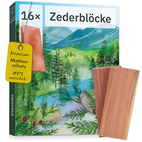 Zedernholz Mottenschutz für Kleiderschrank : 16 Zedernholz Duft Blöcke als Kleiderschrank Mottenschutz und natürlicher Kleiderschrank Duft Kleiderschrank Dufterfrischer Cedarwood von Inovida