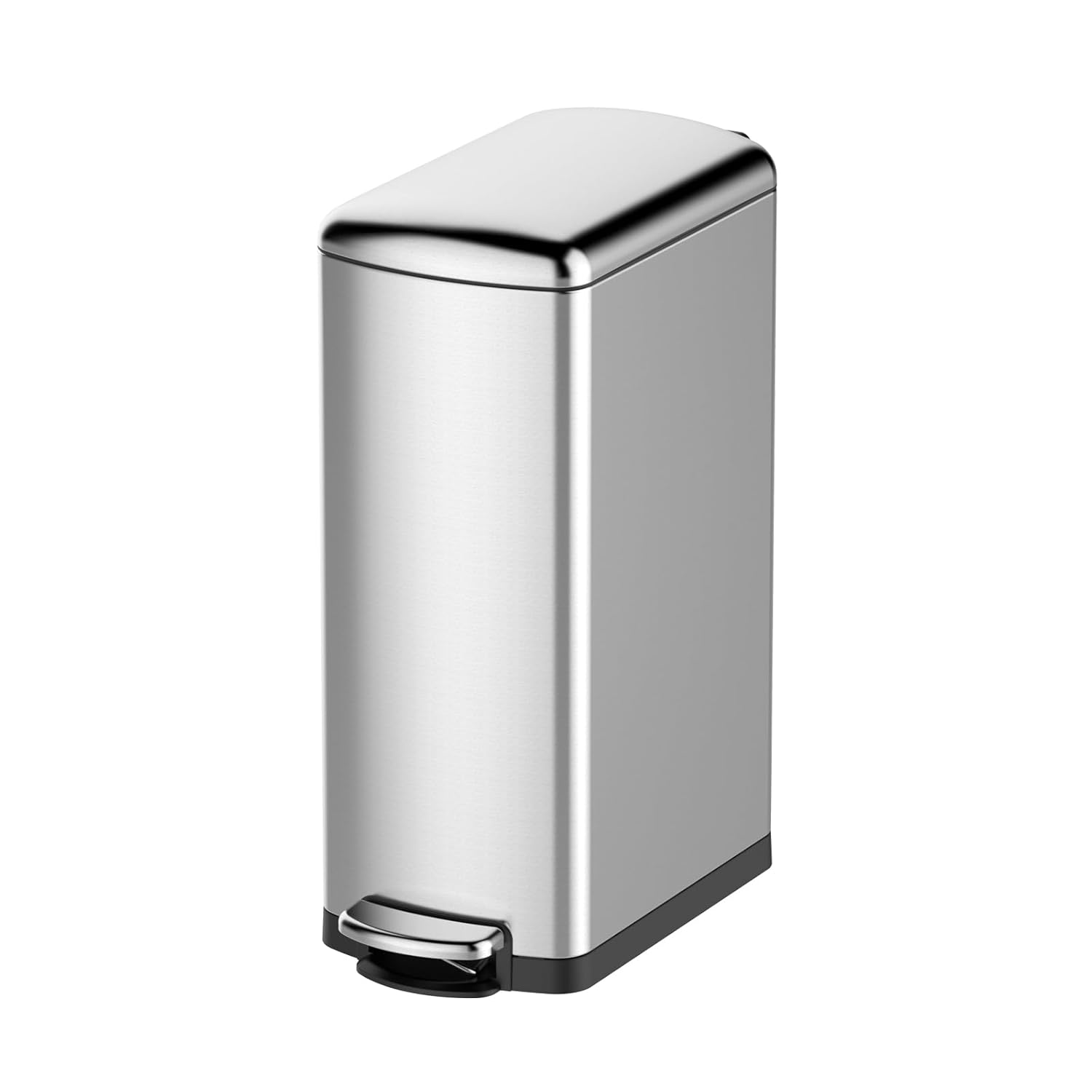 GAOMON Slim Kitchen Trash Can, 7.92 Gallon Garbage Can for Narrow Spaces, Waste Bin with Soft-Close Lid and Inner Bucket, Stainless Steel, 30L 7.9 Gallon, 30L